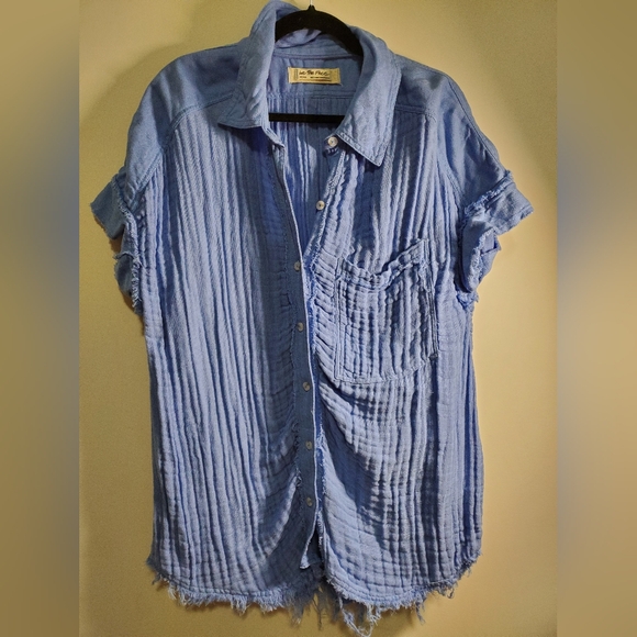 We The Free Tops - We The Free Light Blue Textured Shirt